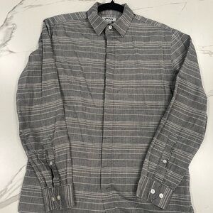 DKNY Men's Gray Plaid Button Down Shirt